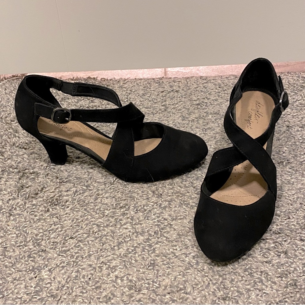 Dexflex Comfort Black Strap Heels